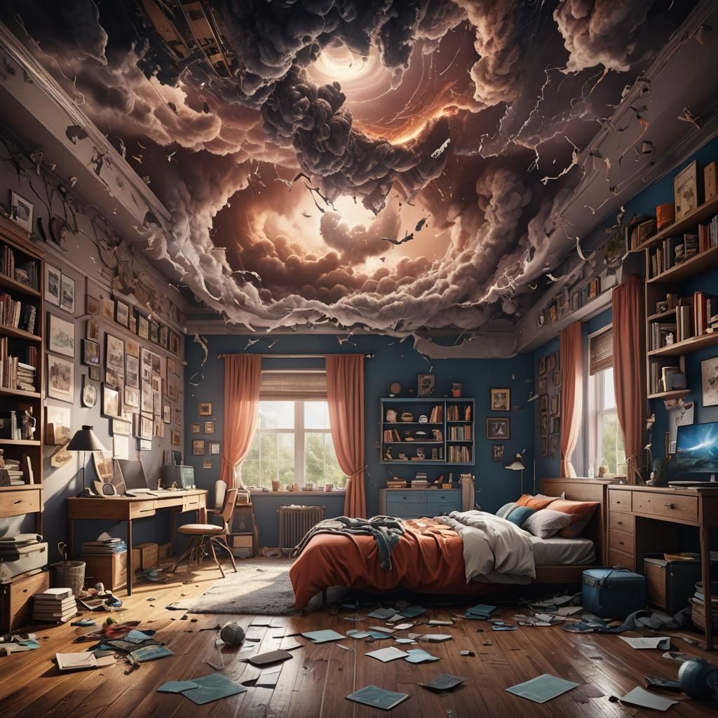 Teenage Room as a Tornado: Detailed Matte Painting