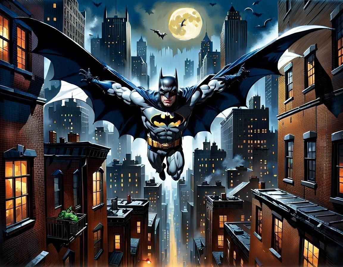 Pale Yellow Moon Through Mist, Oil Painting