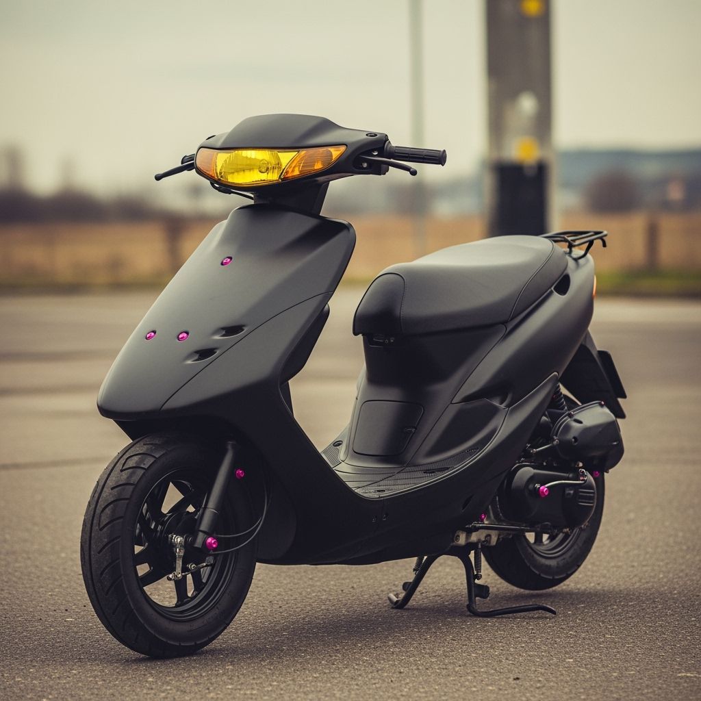 Vantablack Honda Dio Scooter in Retro-Futuristic Style