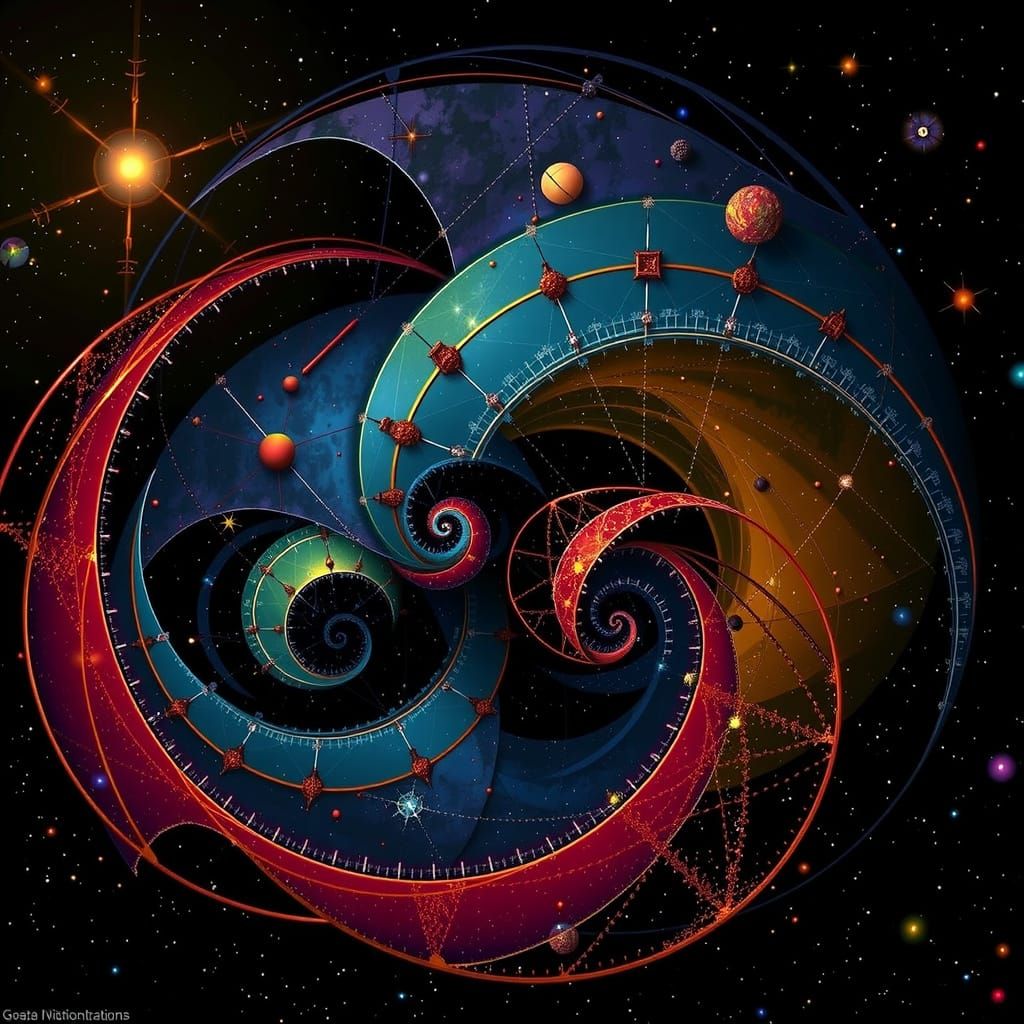 Cosmic Tapestry of Mathematical Curves in Nebula