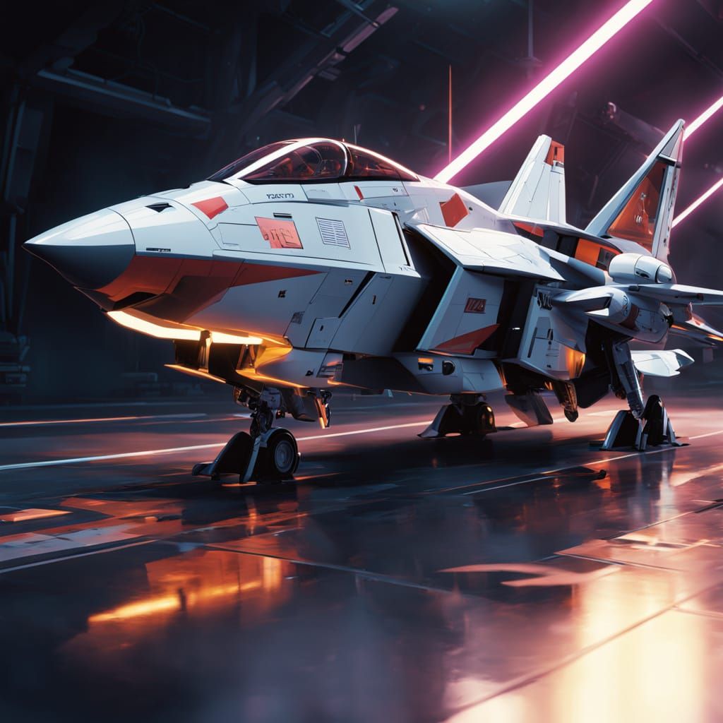 Futuristic Mecha Valkyrie in Dynamic GERWALK Configuration