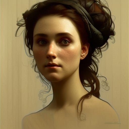 Butcher's Wife Portrait in Art Nouveau Style