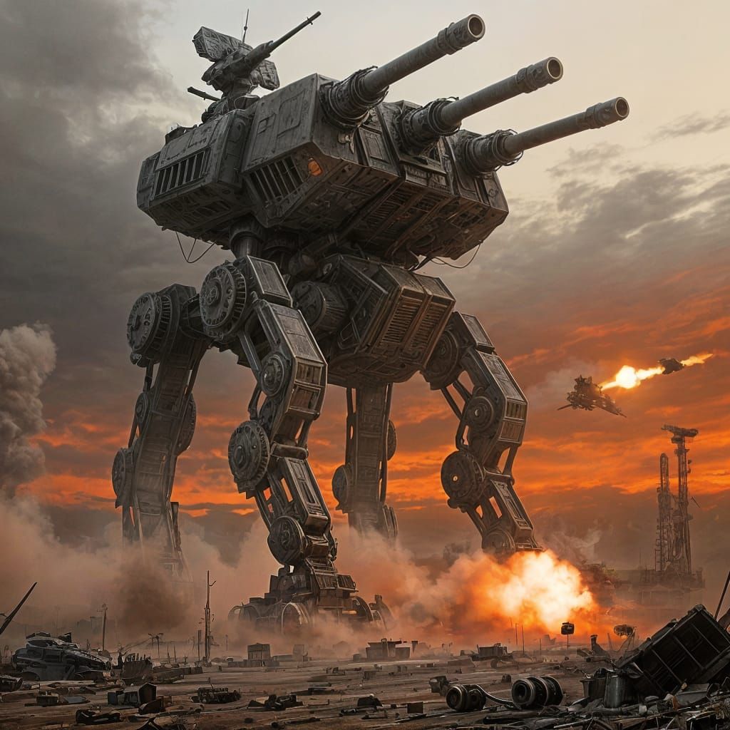 Massive Walking Fortress Patrols Post-Apocalyptic Horizon