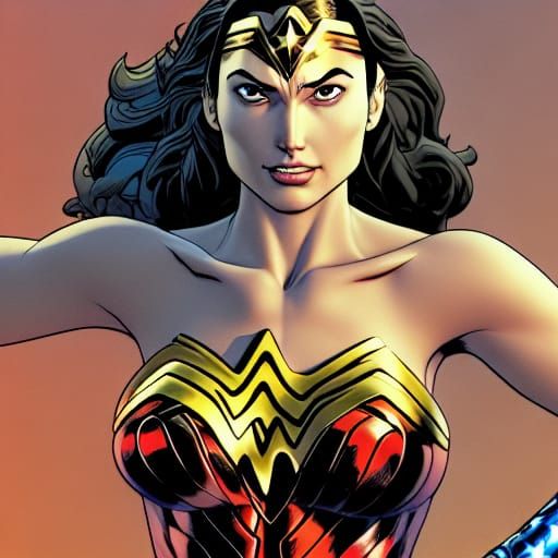 Wonder Woman Comic Art in 3D Shading