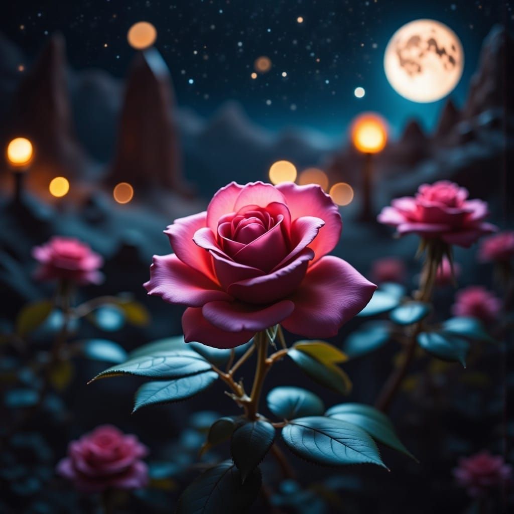 Night Rose in Professional Photography Style