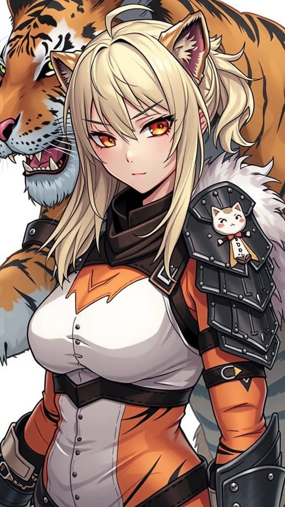 Stoic Anime Warrior Tiger in Elegant 3D Art