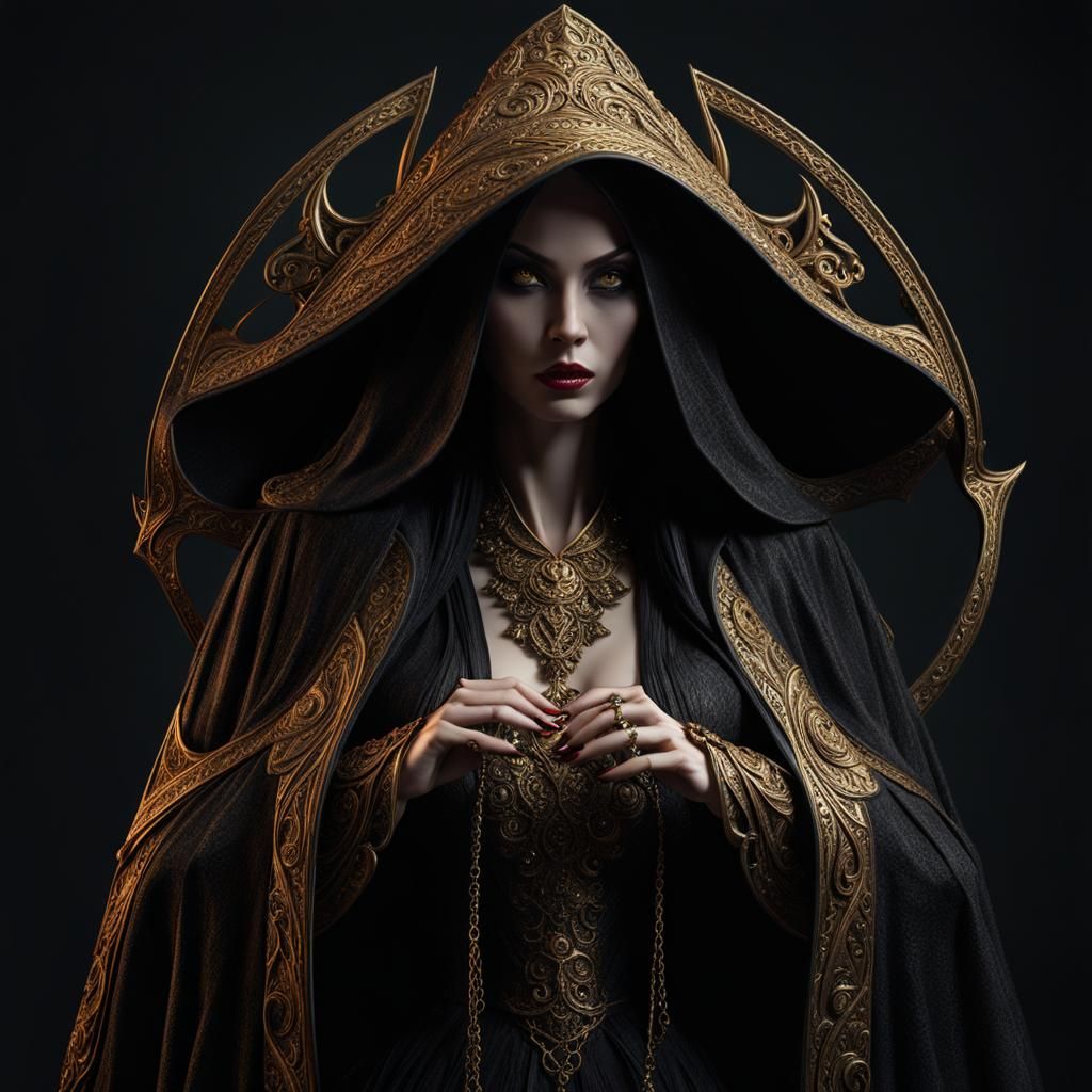 Ethereal Gothic Witch in Golden Hour: Horror Sketchfab