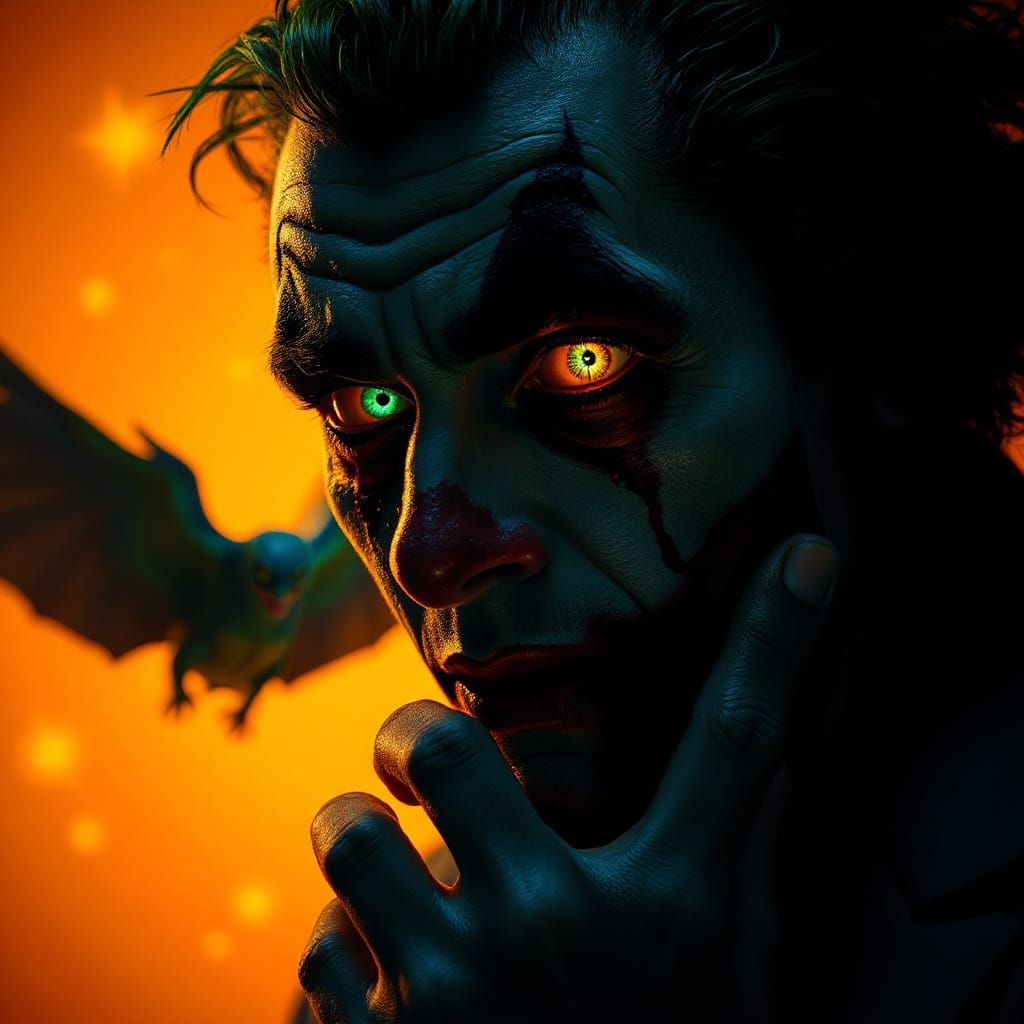 Sinister Joker Portrait in High Relief Trompe L'oeil Style