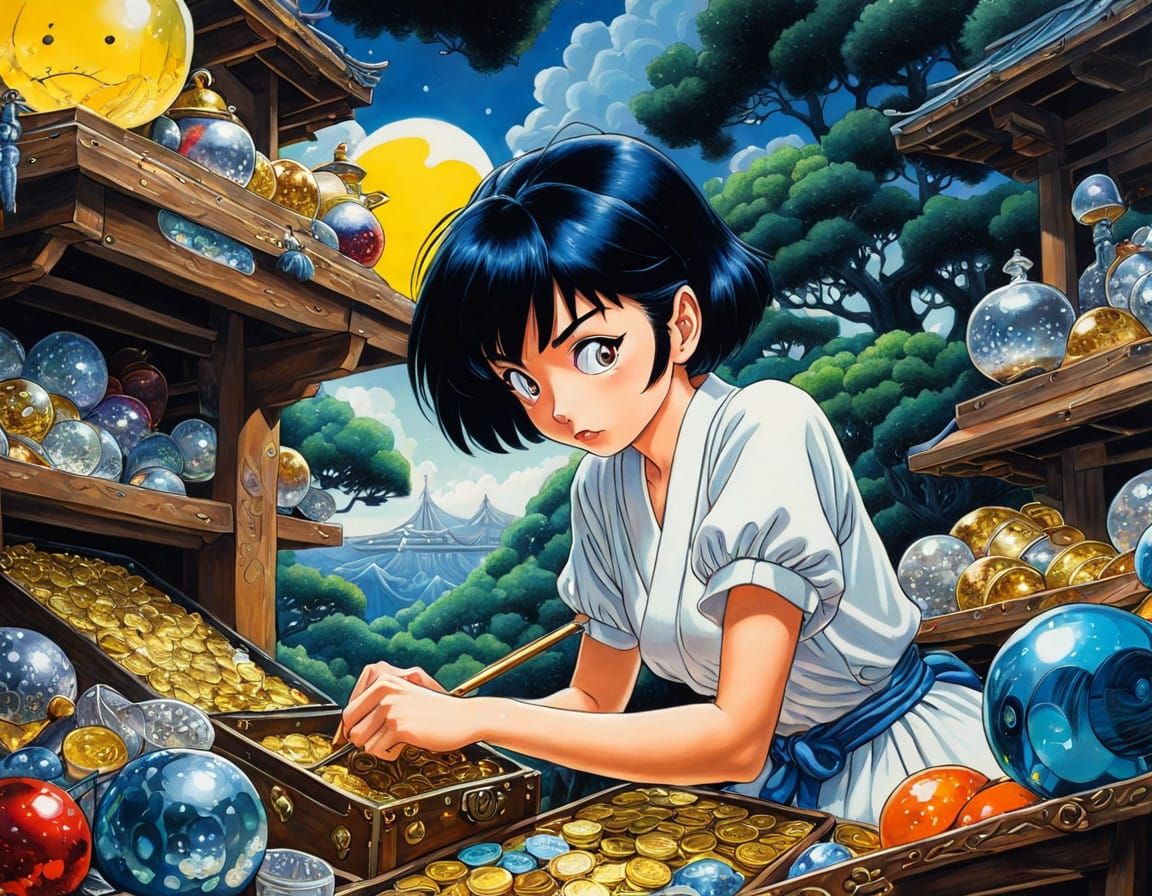 Fantasy Treasure Discovery in Vibrant Oil Painting Style