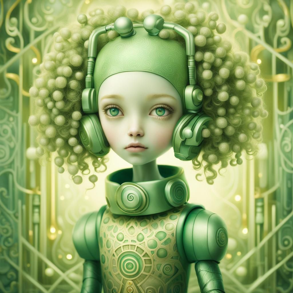 Android Girl Portrait in Candy Art Style