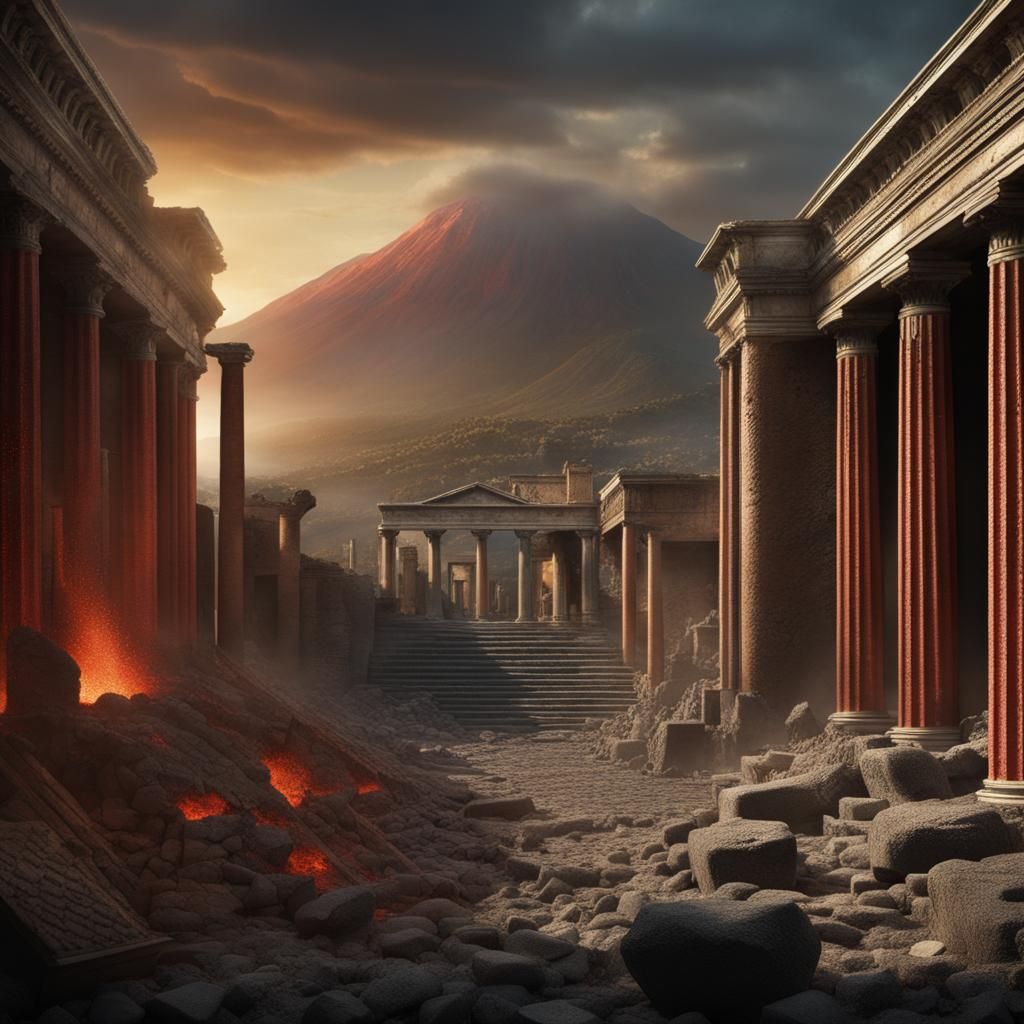 Pompeii Glass Diorama: Vesuvius Eruption Art