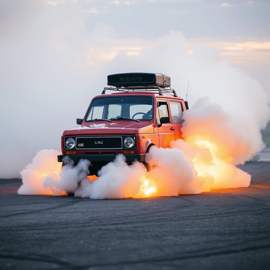 Yugo Car Performs Epic Smoking Burnout