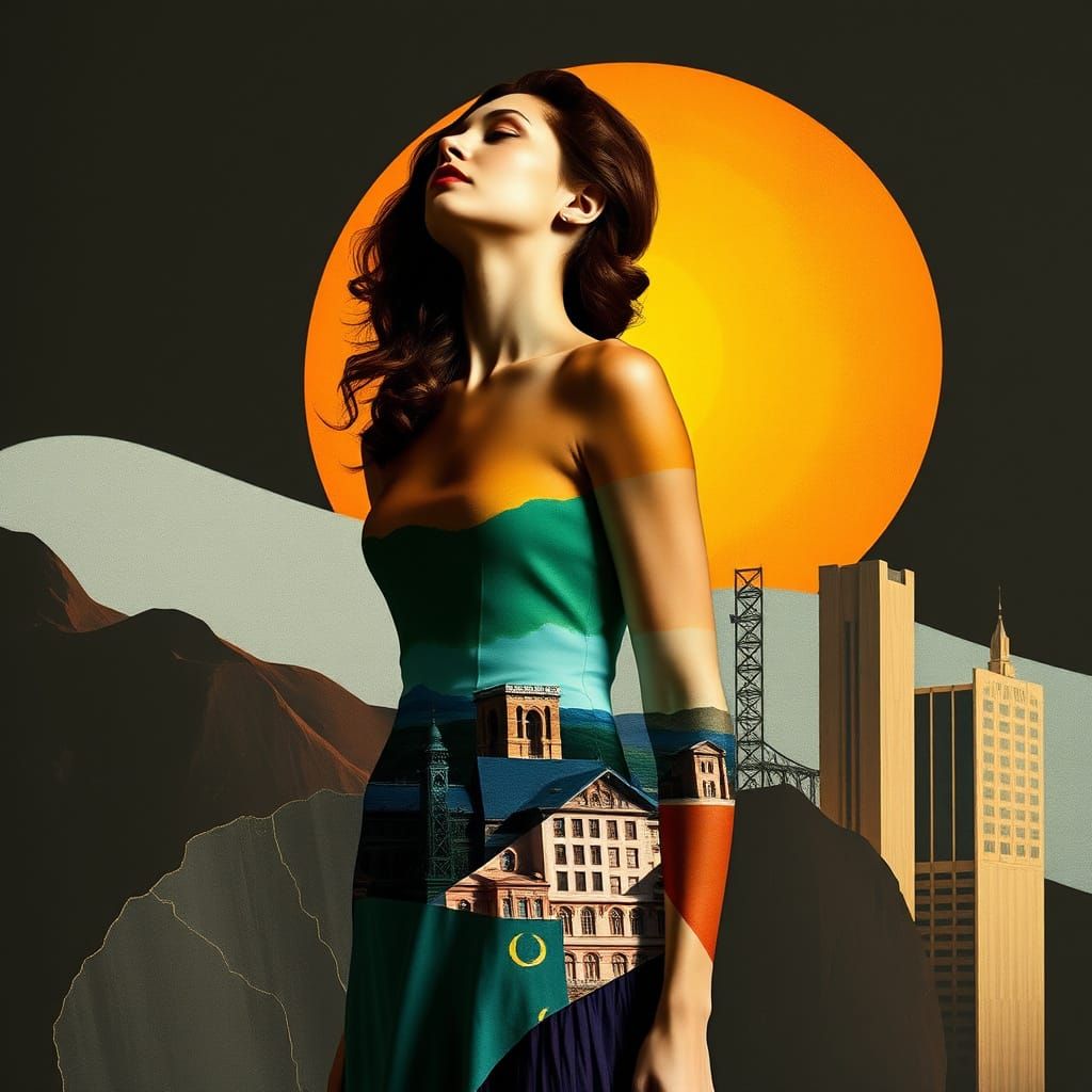 Abstract Bodyscape of Dressed Woman