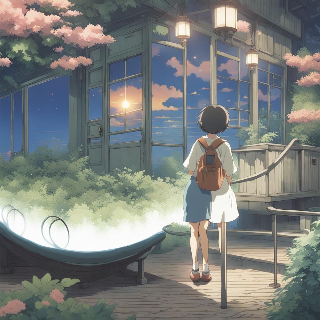 Dreamy Anime Key Visual in Ghibli Style