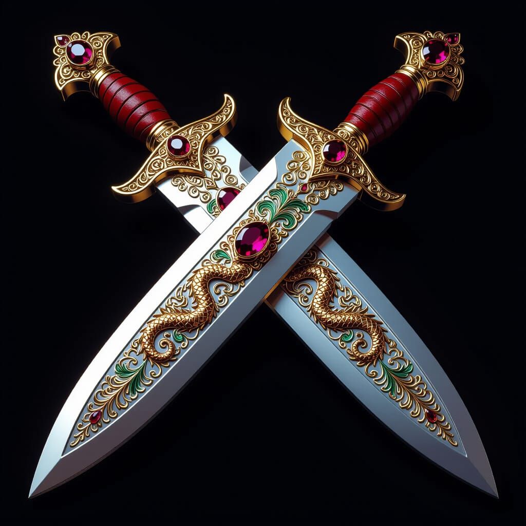 Dragon Dagger with Gold Hilt and Ruby Pommel