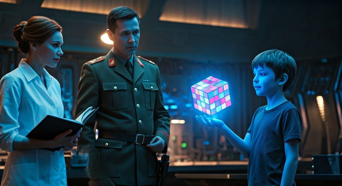 Mysterious Blue Cube Levitates Before Young Boy in Sci-Fi La...