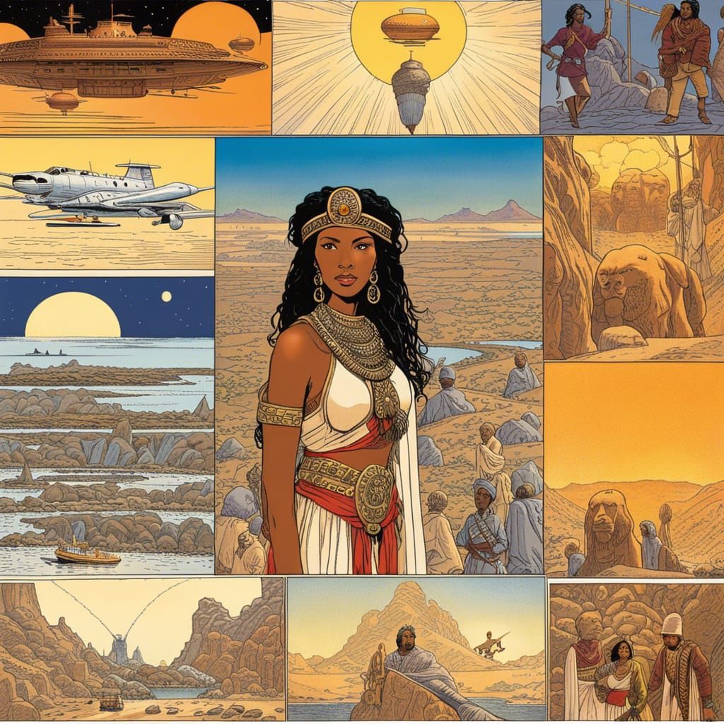 Intersecting Comic Panels in Moebius Style