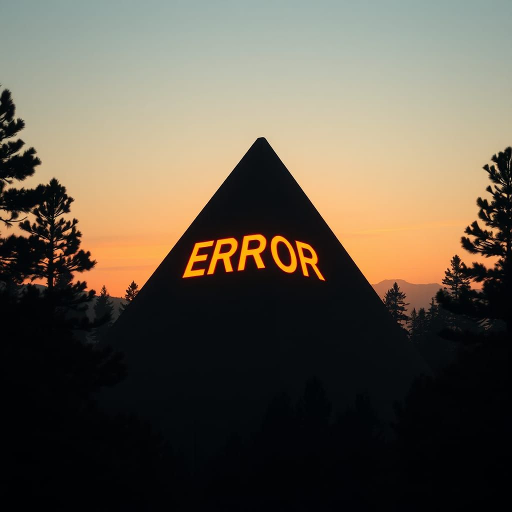 Glitch Art Pyramid Monolith in Golden Hour