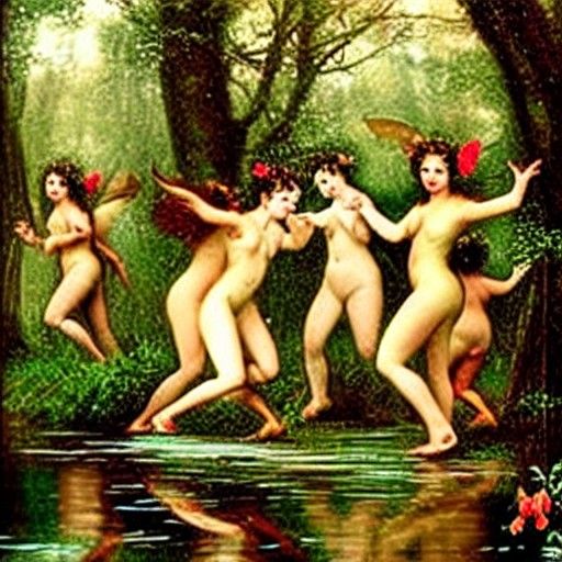 Dancing Nymphs in Forest Clearing