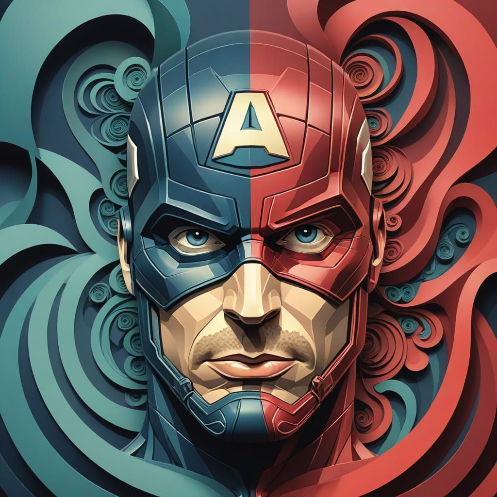 Captain America Abstract Vector Fractal Art