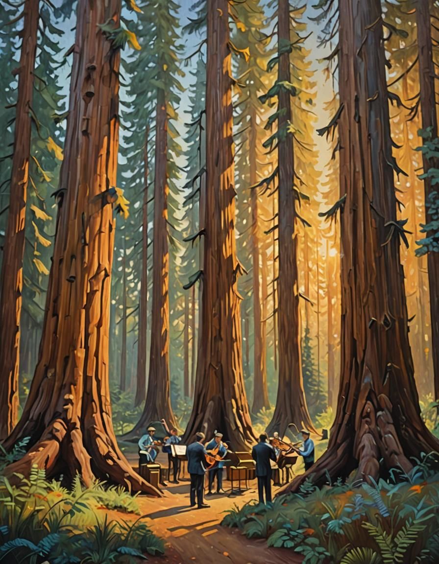 Redwood Blues Band in Impressionist Style