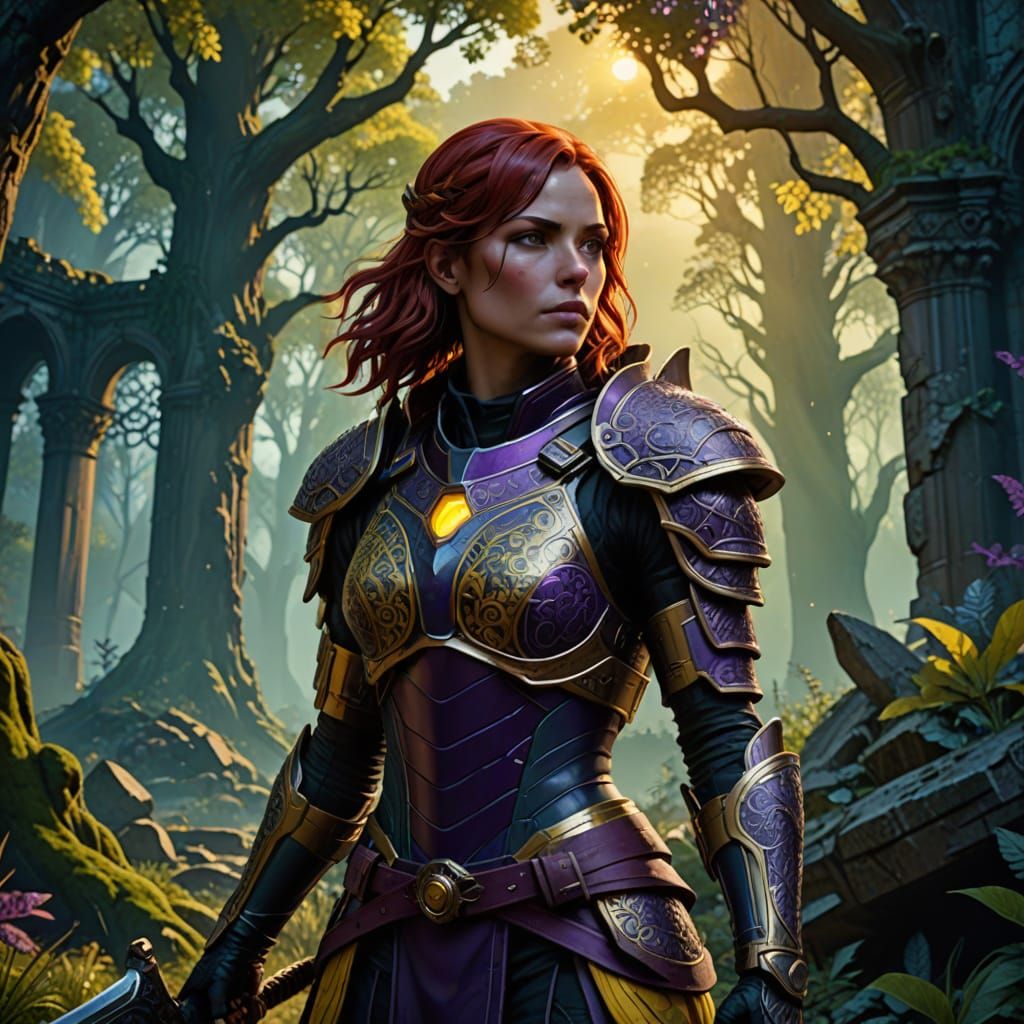 Female Dragonborn Commander Shepard in Dark Fantasy Landscap...