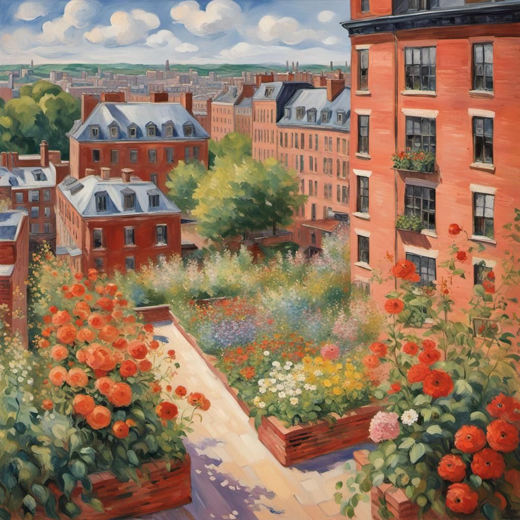 Impressionist Rooftop Garden in Contrasting Colors