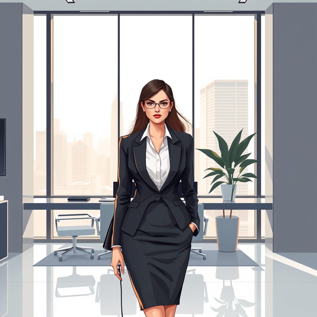 Elegant Business Assistant in Modern Office Setting