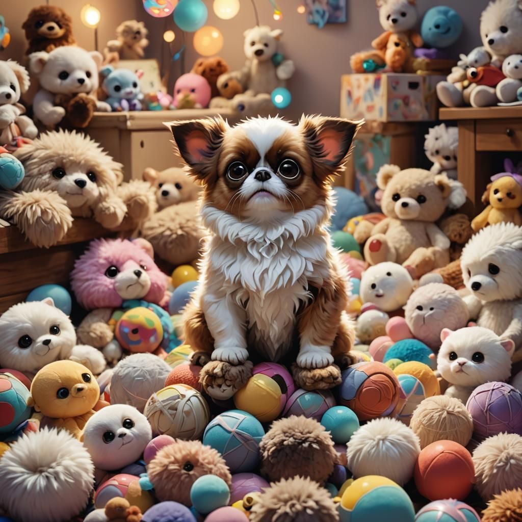 Adorable Baby Gizmo in Colorful Room: Digital Art