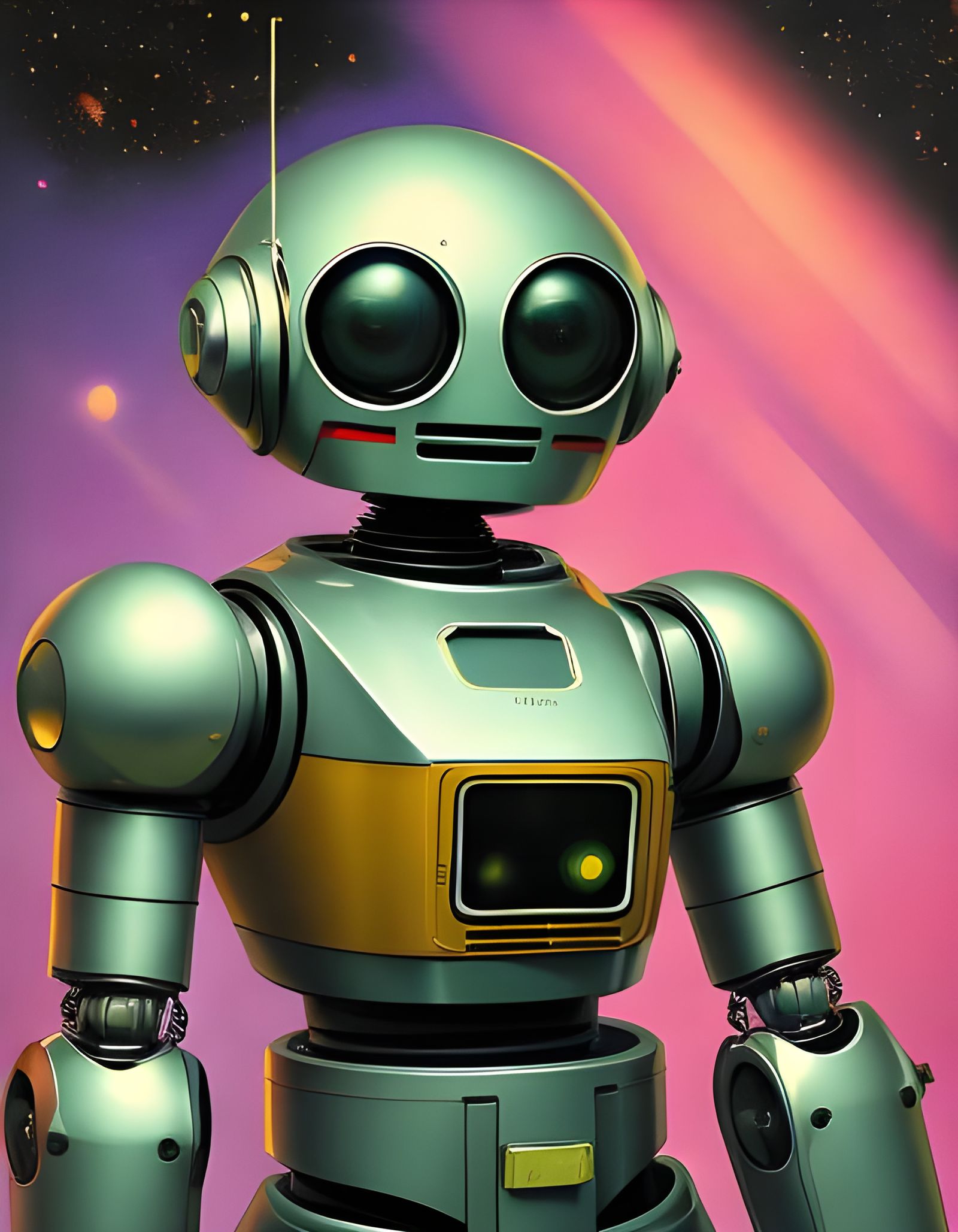 Cute Robot in Retro Sci-Fi Style