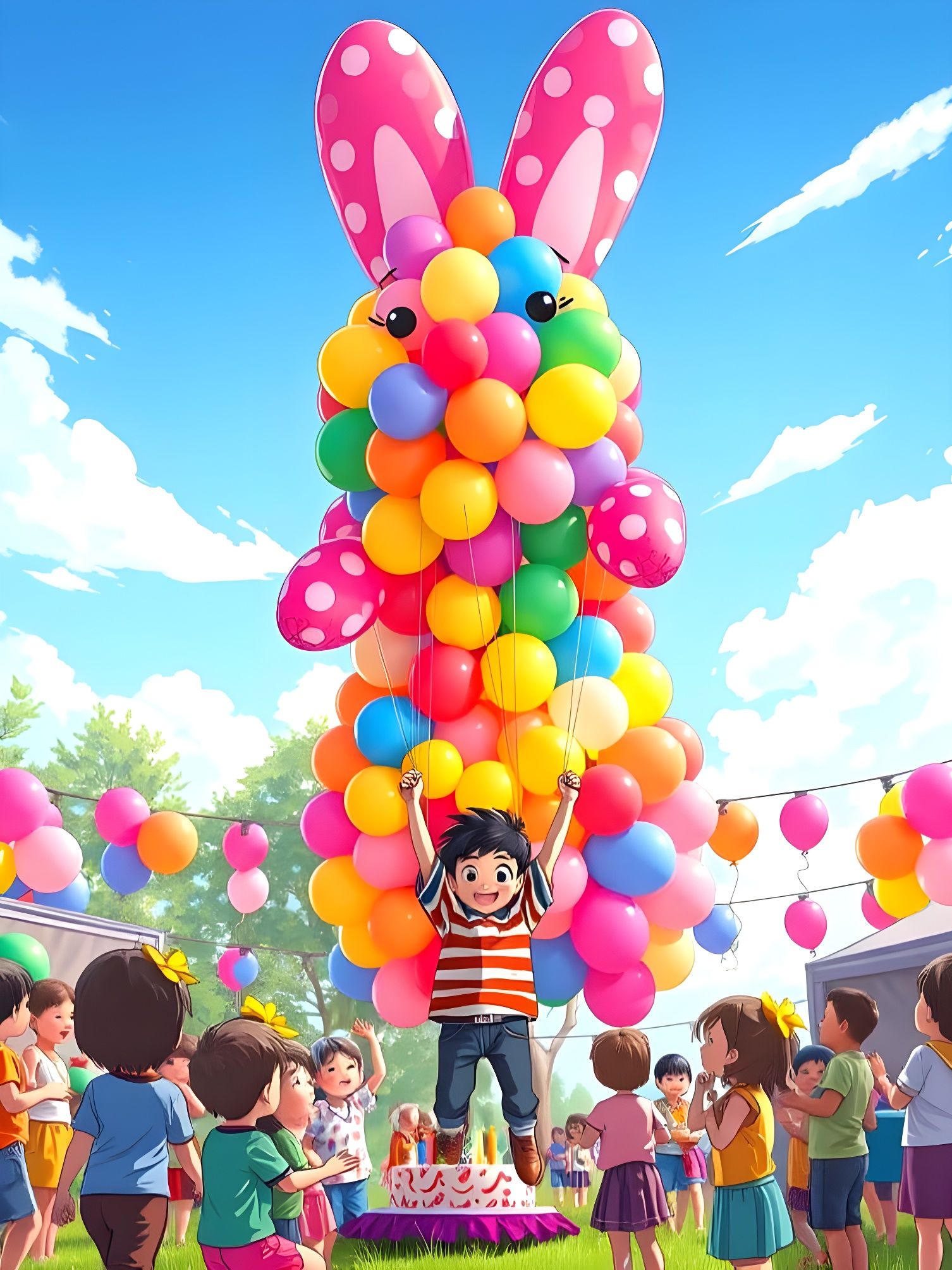 Joyful Balloon Bunny Sculpture at Birthday Party
