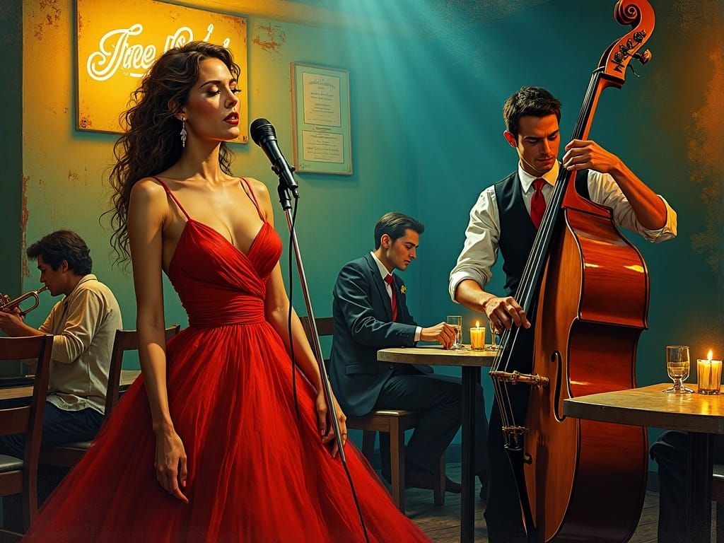 Glamorous Singer in Vintage Portrait Style