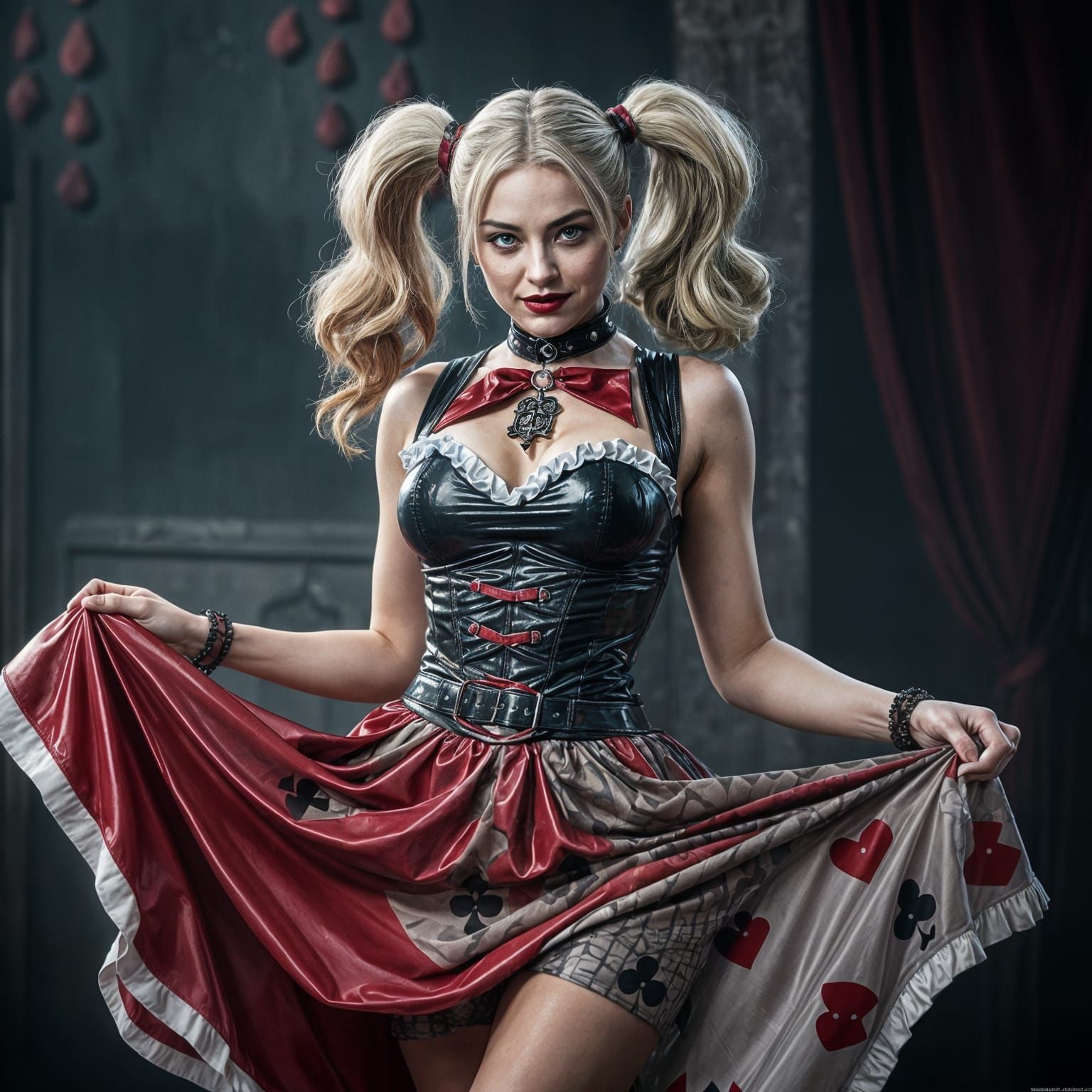 Harley Quinn as Queen of Spades in Latex Dirndl