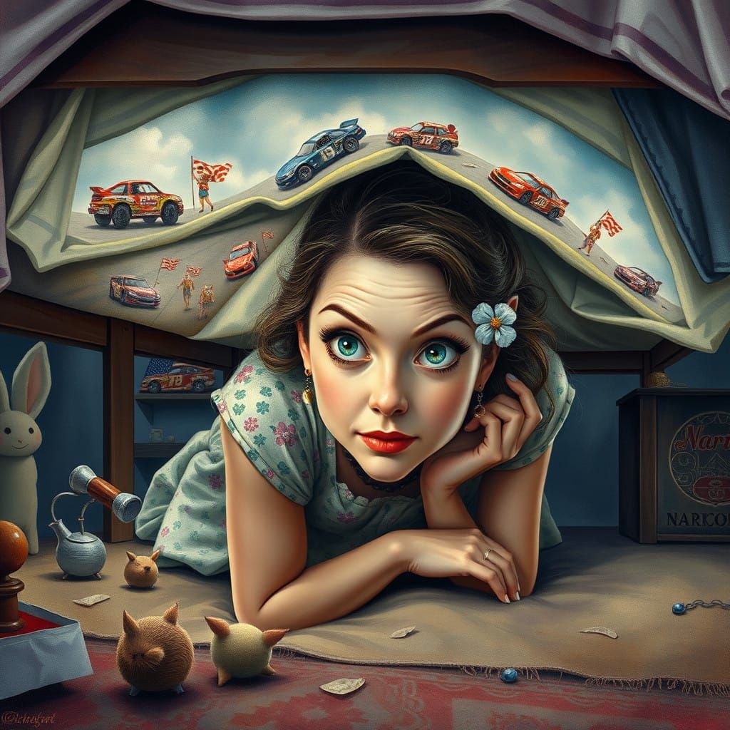 Surreal NASCAR Spectacle Unfolds Under Bed