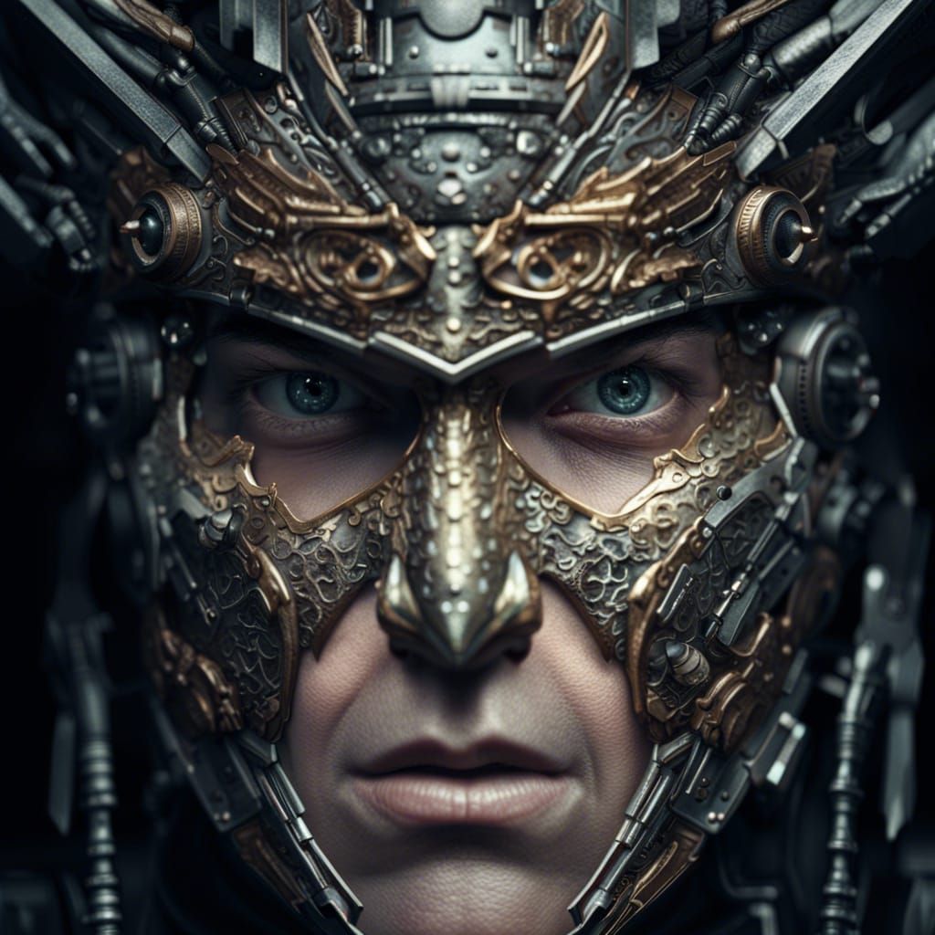 Threatening Metal Face in Epic Digital Painting