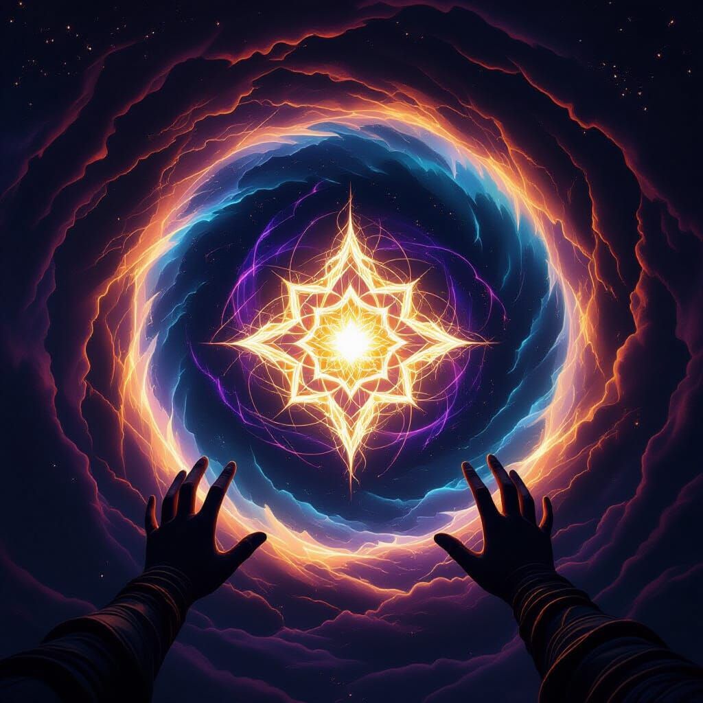 Ethereal Sigil in Cosmic Vortex, Dark Fantasy Style