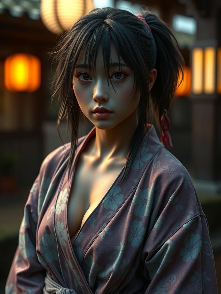 Kasumi in Dynamic Motion: Cinematic Film Still