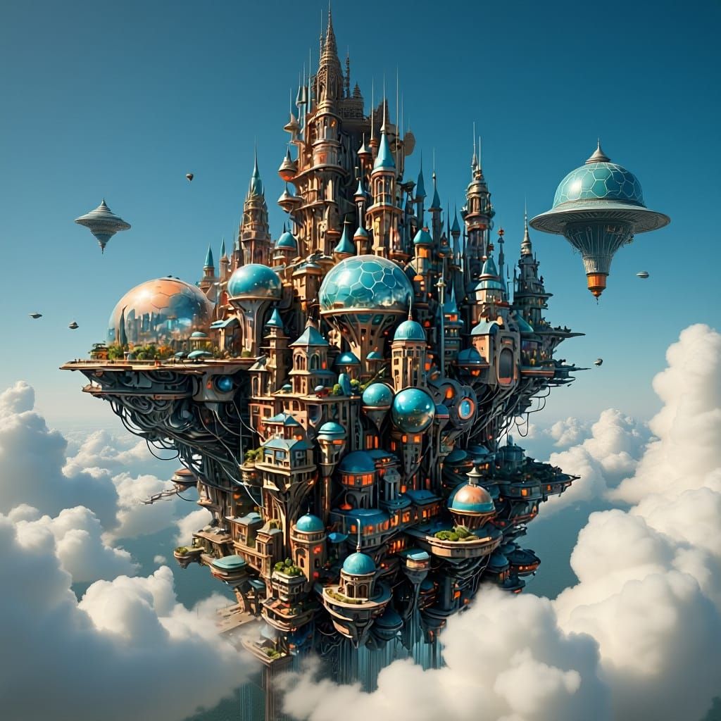 Futuristic City in the Clouds, Digital Art