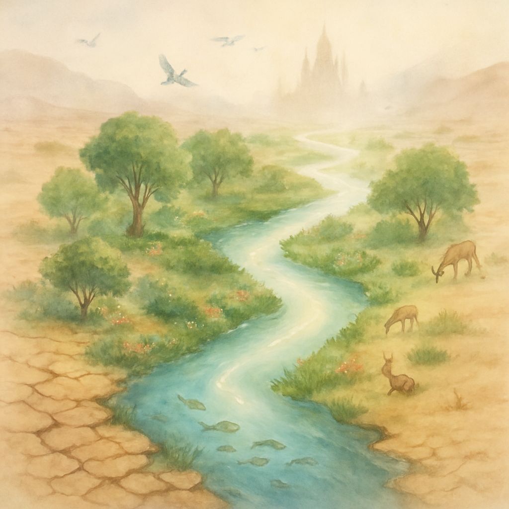 River of Life: Desert Renewal in Watercolor