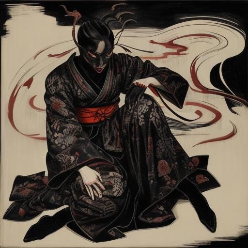 Japanese Vampire Dances in Ukiyo-e Tea Ceremony