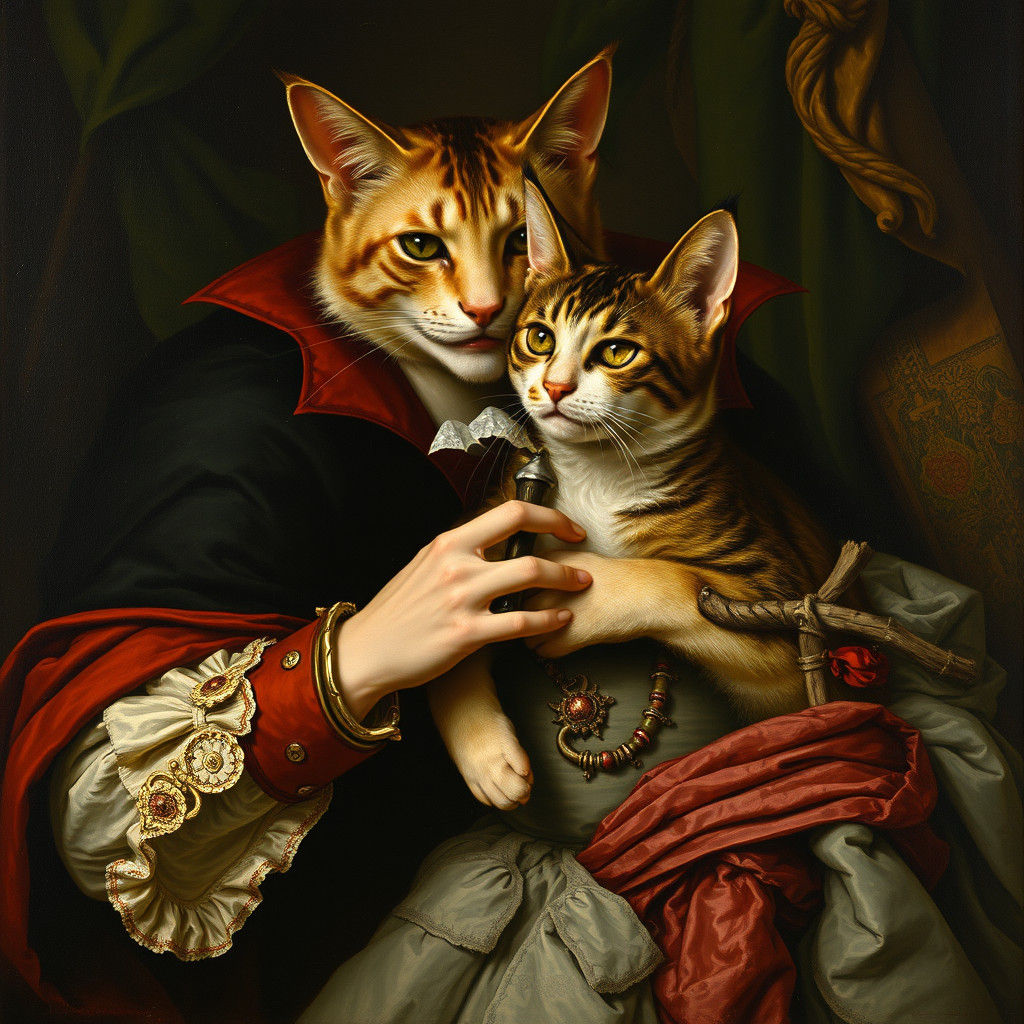 Vampire Cat Lover: A Fusion of Artistic Styles