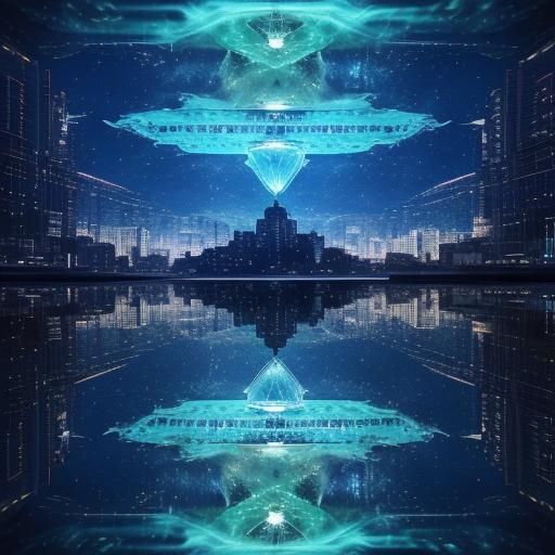 City Reflection: Holographic Astral Illustration