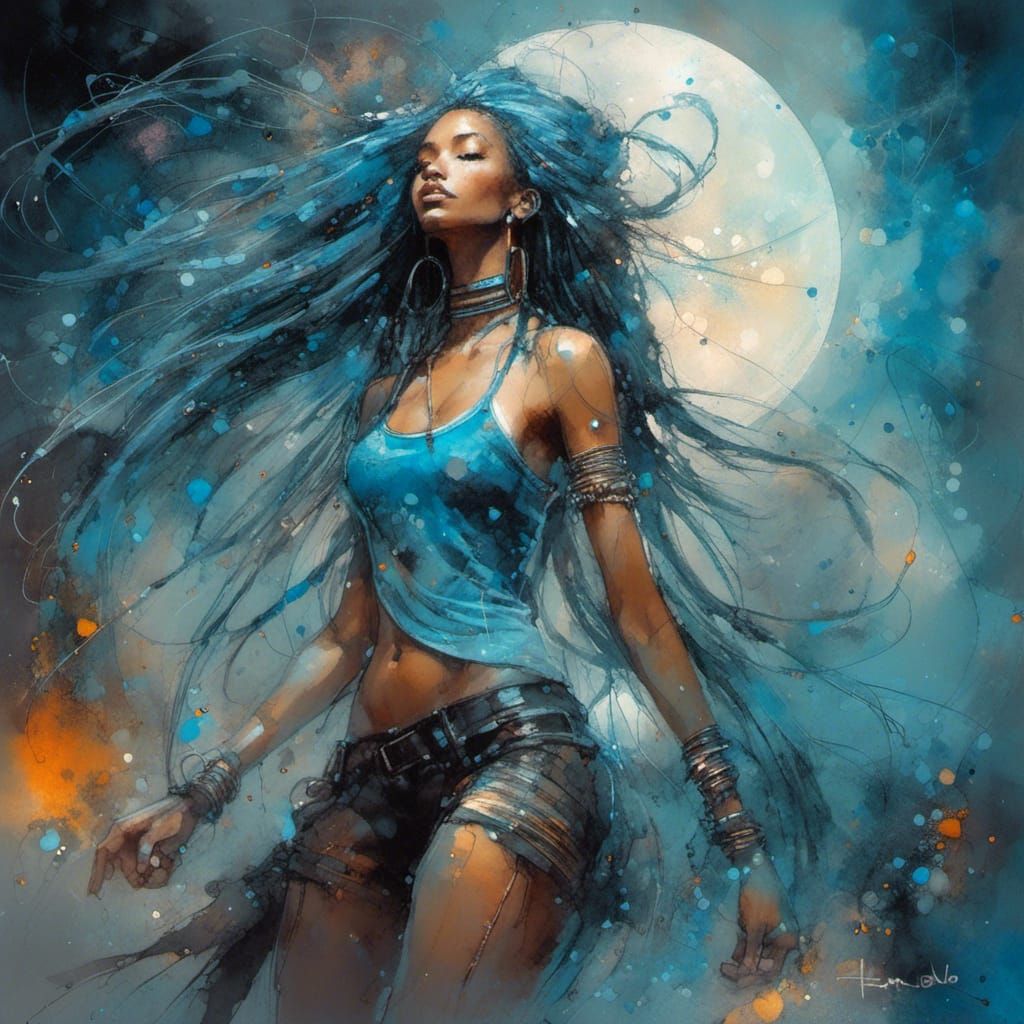 Cyberpunk Moon Cub with Neon Grunge Style