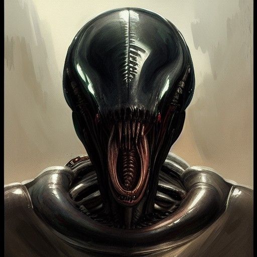 Sinister Xenomorph Portrait in Dark Fantasy Style
