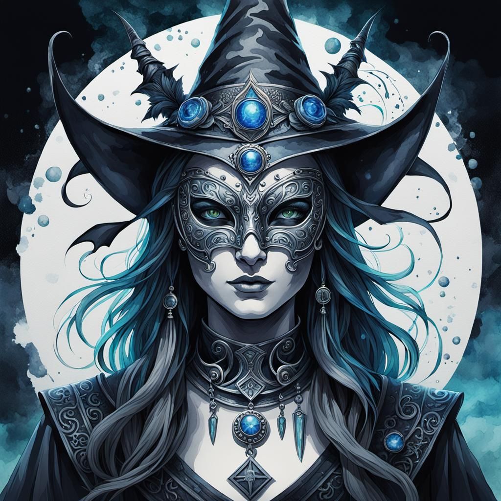 witch with a beautiful mask