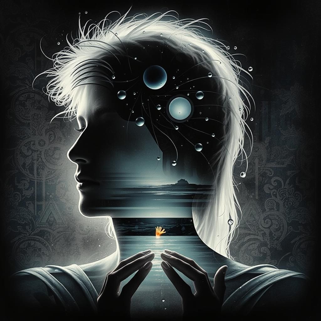 Ethereal Flower Radiating Light in Surreal Biomechanical Lan...