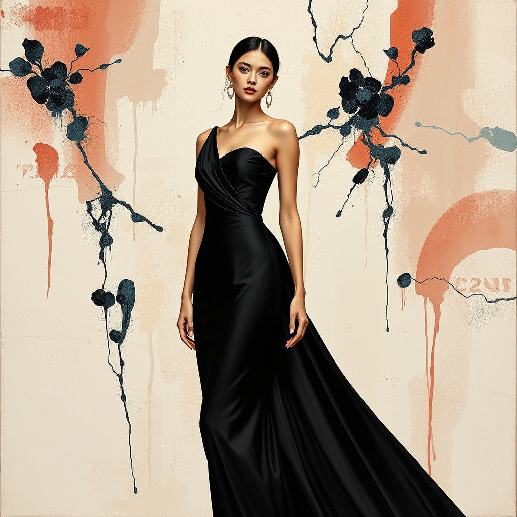 Abstract Gown in Dansaekhwa-Inspired Style