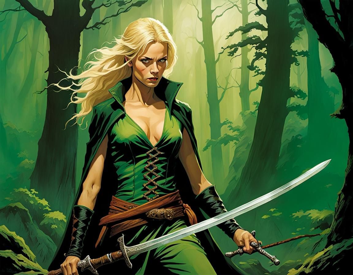 Green Rogue Swordfight in Baba Yaga Setting