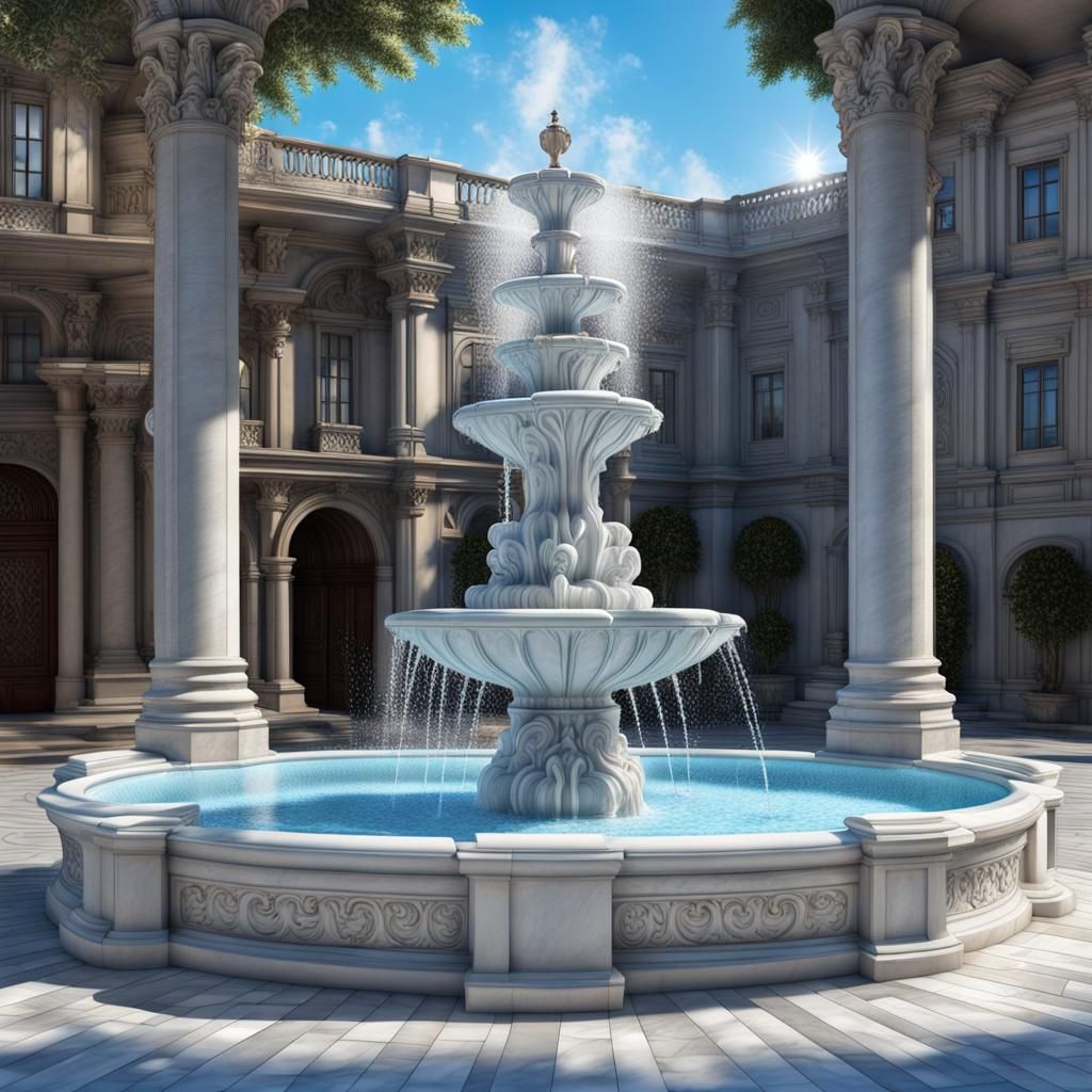 Majestic Marble Fountain with Dynamic Lighting