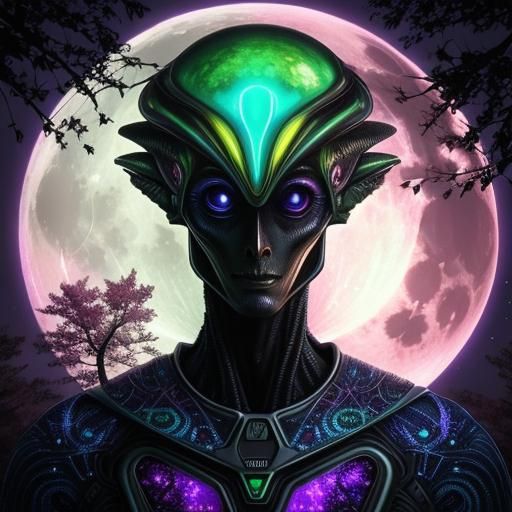 Psychedelic Alien World with Mirrored Moon